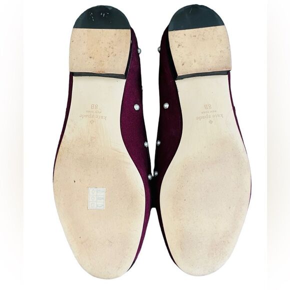 Kate Spade Claudia Pearl Flats, Deep Berry, size 8. - Picture 9 of 9